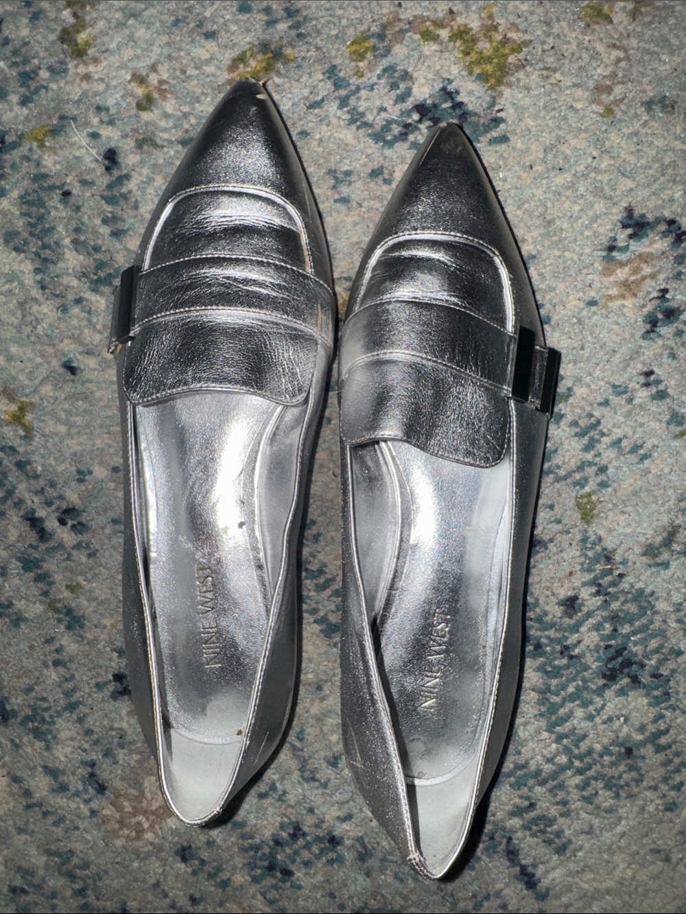 Nine West Metallic Silver Pointed-Toe Flats